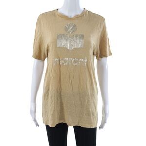 Marant Etoile Womens Beige Linen Crew Neck Short Sleeve T-Shirt Size S